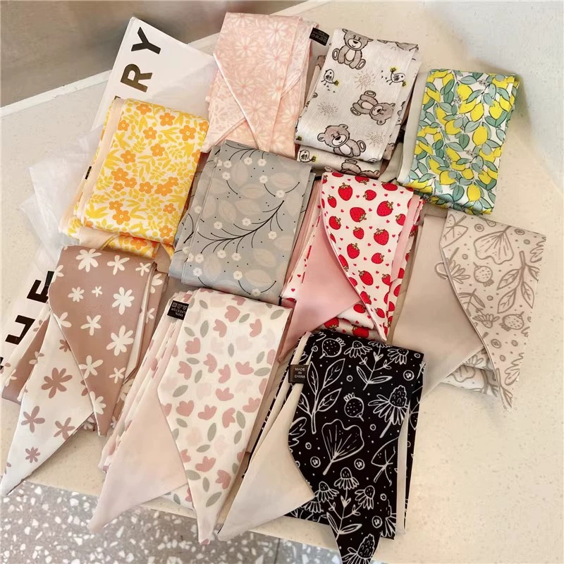 Ins маленькая лента тонкая узкая полоска двусторонний шелковый шарф высокого уровня чувствующий ремень для волос