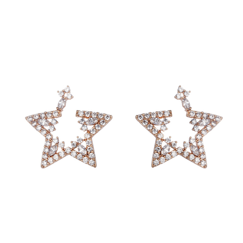 Xuping joyería micro incrustado con estrellas de zirconio nicho de alta calidad personalidad pendientes de aleación pentagonal pendientes de mujer