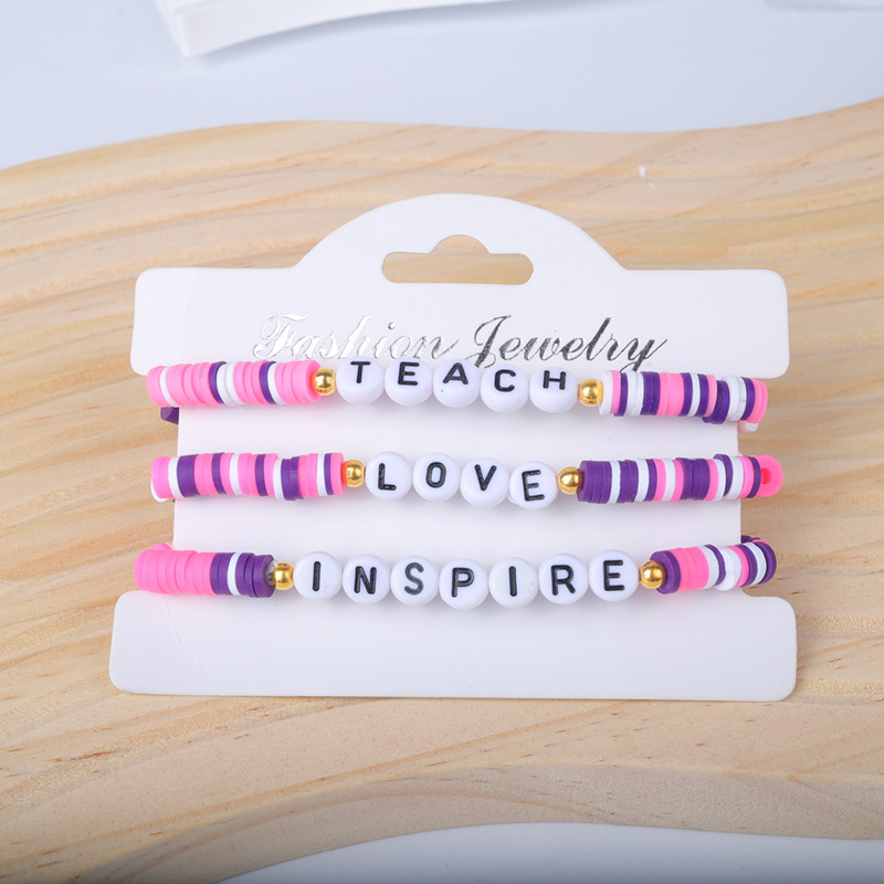 25g Weight Bracelets Classification soft clay Chain Material 1 Set Quantity Holiday, Daily Occasion soft clay Material Letter Pattern Unisex Gender Sweet Style Sweet Letter Soft Clay Wholesale Bracelets 23