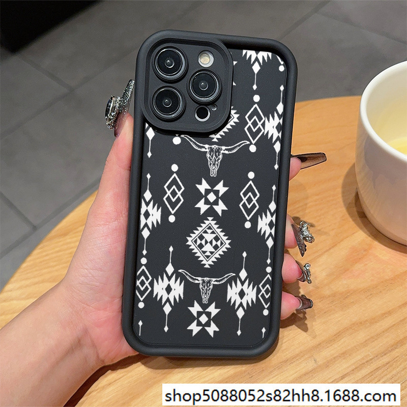 Western Bull Head Totem Suitable for Iphone11/12/13/14/15/16Promax Apple Xr/Xs Mobile Phone Case