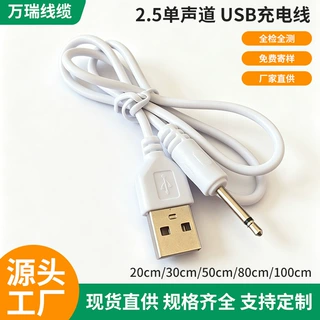 USB转2.5单声道音频充电线DC2.5针式加长外露成人情趣玩具配机线