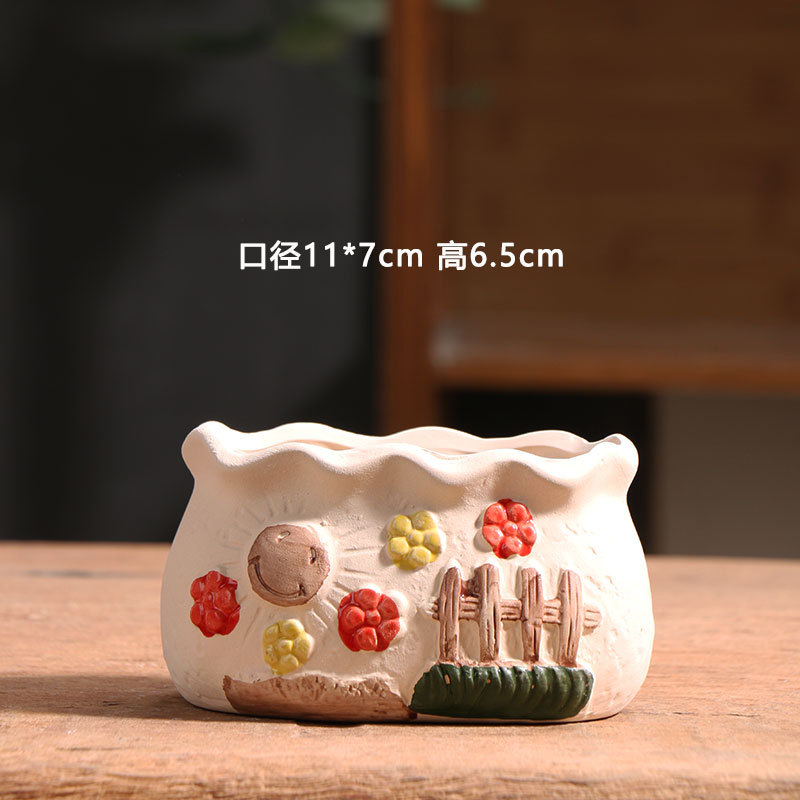 Macetas suculentas a la parrilla a mano, venta especial de cerámica, terraza para el hogar, terracota, cerámica pequeña, venta al por mayor