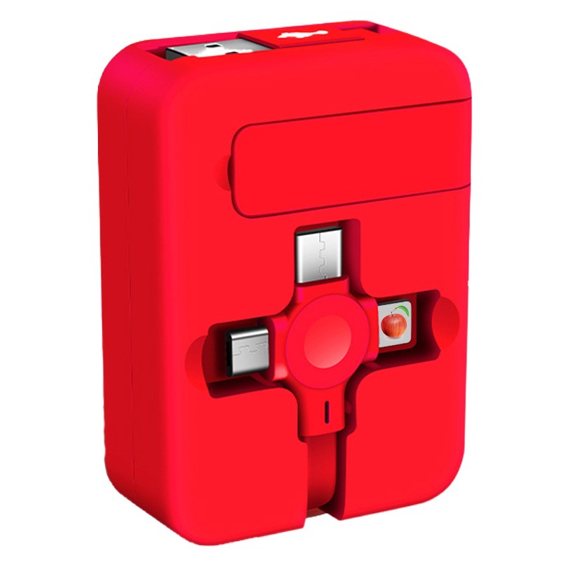 Generación macaron soporte de almacenamiento retráctil cable de carga tres en uno logo regalo al por mayor cable de datos de uno a tres