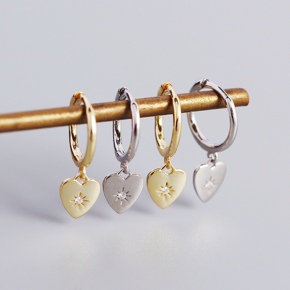 Casual Heart Shape Sterling Silver Plating Rhinestones Earrings 1 Pair display picture 7