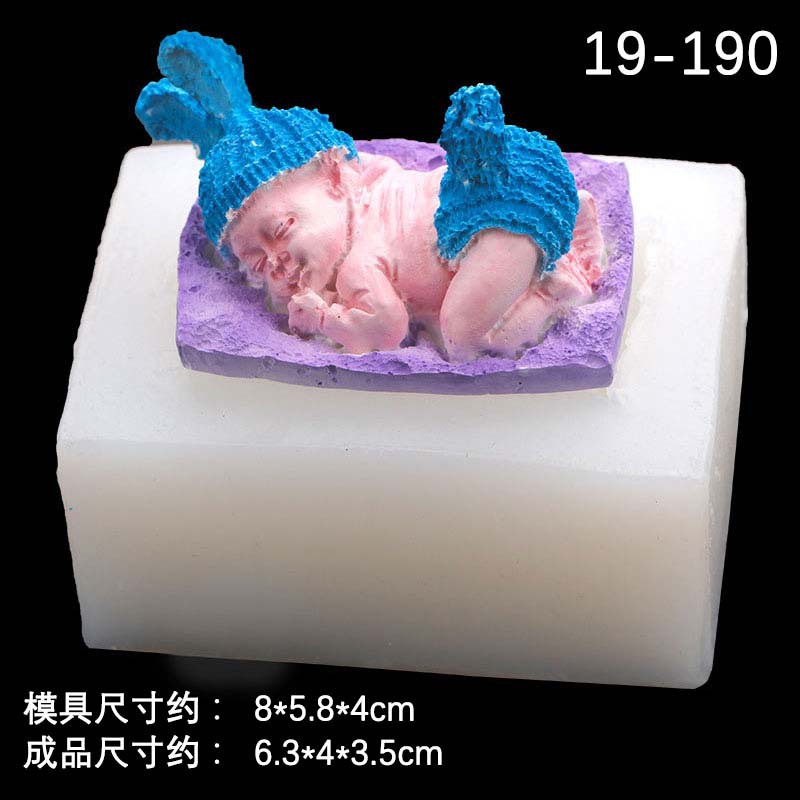 En stock al por mayor tridimensional acostado dormir Bebé forma fondant molde de silicona DIY decoración del coche aromaterapia yeso