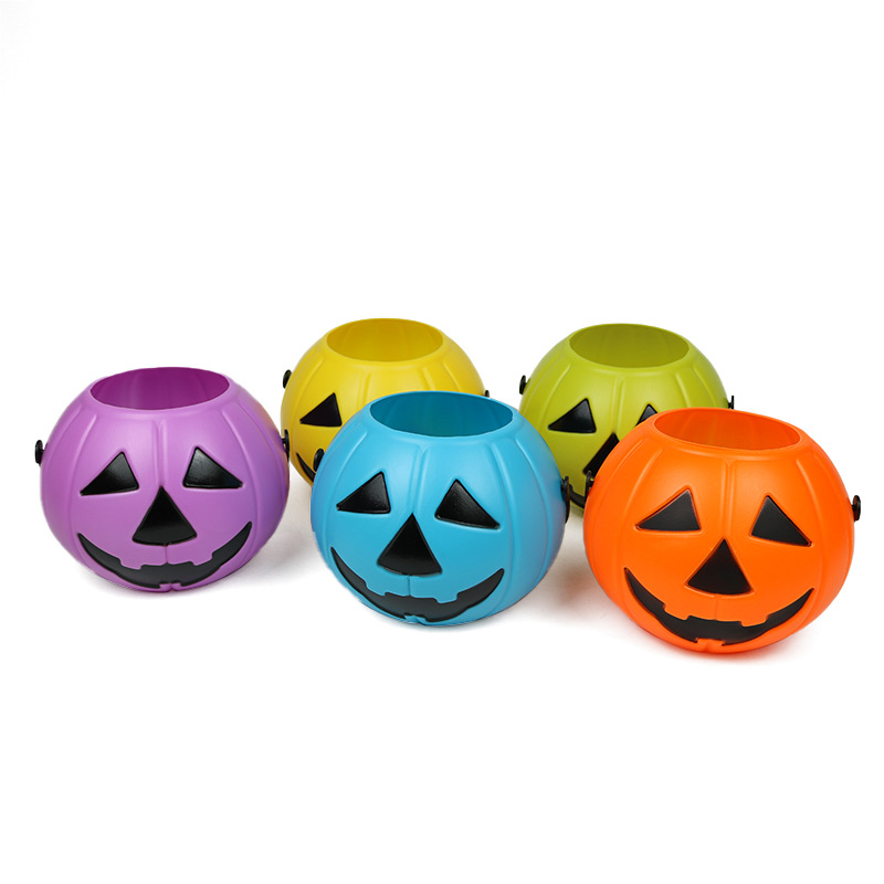Decoraciones nocturnas de bar de Halloween para niños portátiles gran, mediano y pequeño cubo de calabaza lámpara de calabaza lata de calabaza
