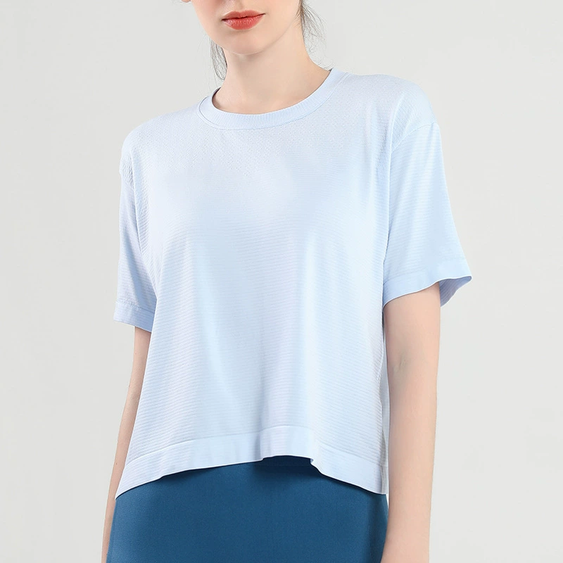 Breathable quick dry summer T-shirt, light and thin sports base yoga clothing for leisure, 2022 collection, with short sleeve