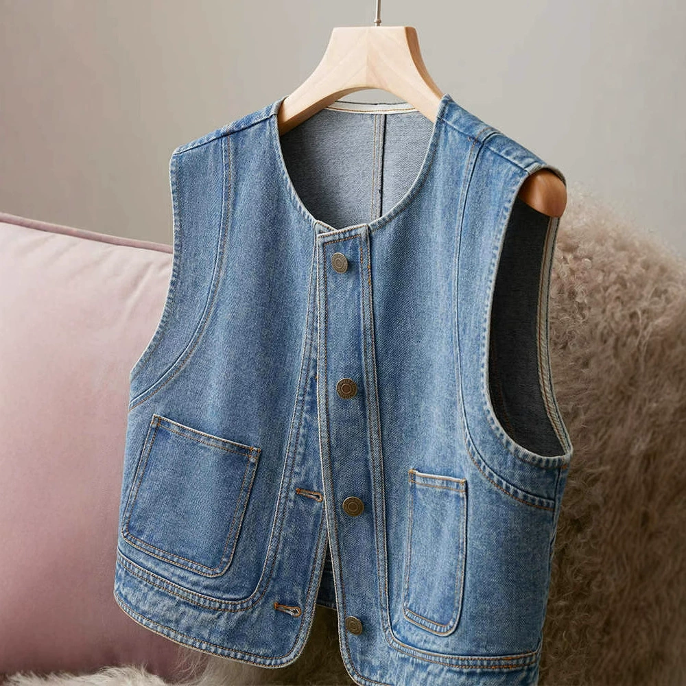 Модные дикие джинсовые жилеты женские весенние и летние свободные короткие маленькие без рукавов куртки для повседневных лошадей