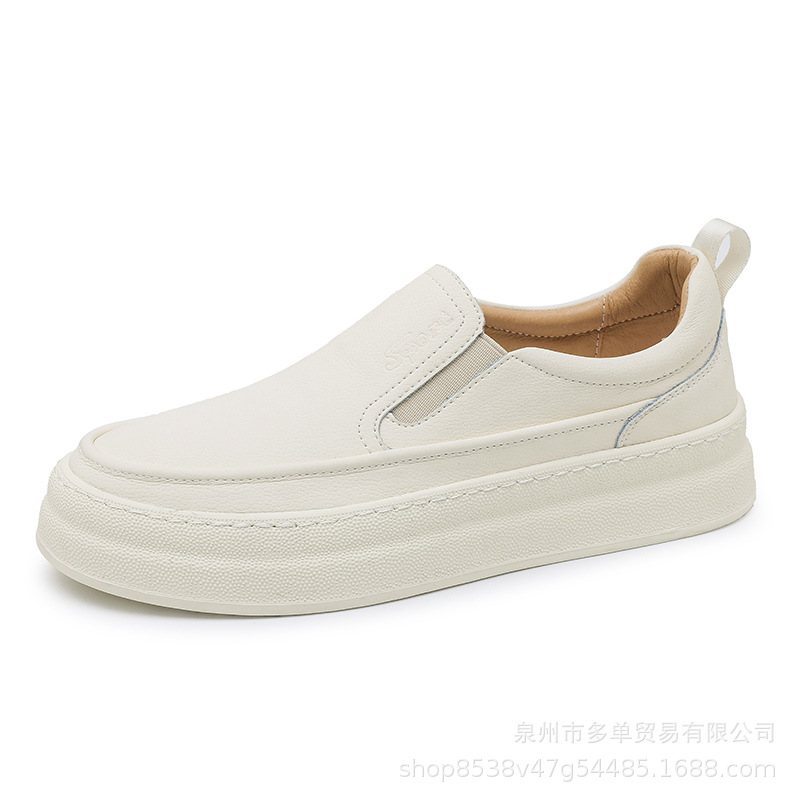 Hombres con un pie sin lazos zapatos casuales perezosos simple moda versátil moda cómoda zapatos deportivos de skate de piel de cerdo