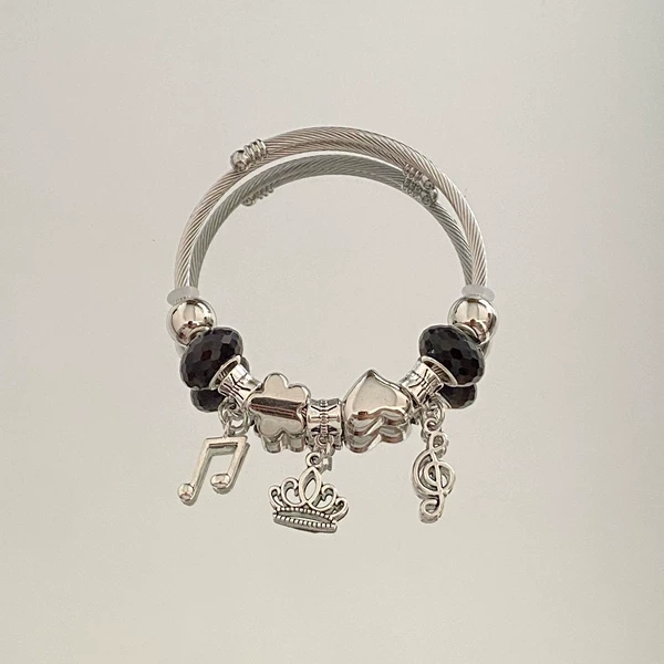 Black crown note bracelet