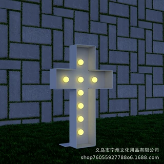 新款马赛克数字kt板气球盒子场景布置用品教堂发光十字架花园墓地