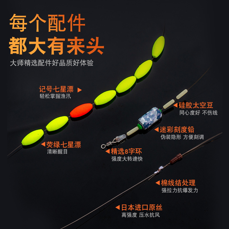 Fishing line imported from Japan, main line, hand-tied finished main line, seven-star floating line set, fishing line set