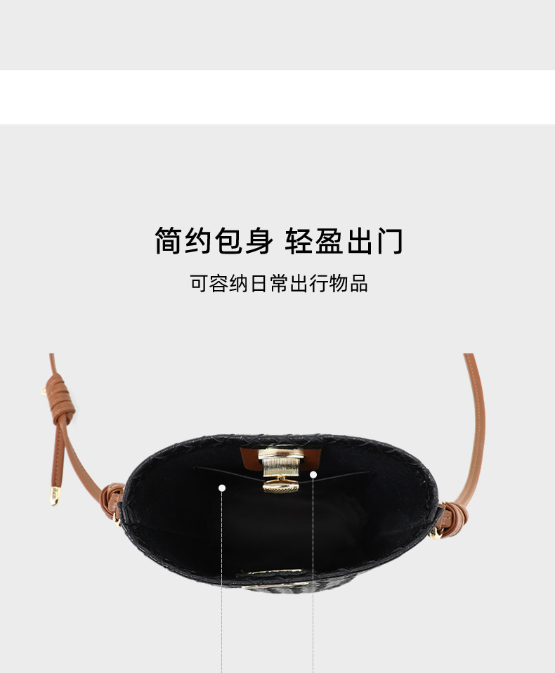 Túi đeo chéo nữ da thật mini dây xích — Màu đen (viney) chi tiết 8