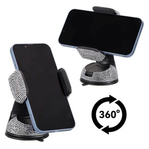 Diamond-Encrusted Car Phone Holder 360 ° Rotating Suction Cup Dashboard Navigation Stand, Universal Model