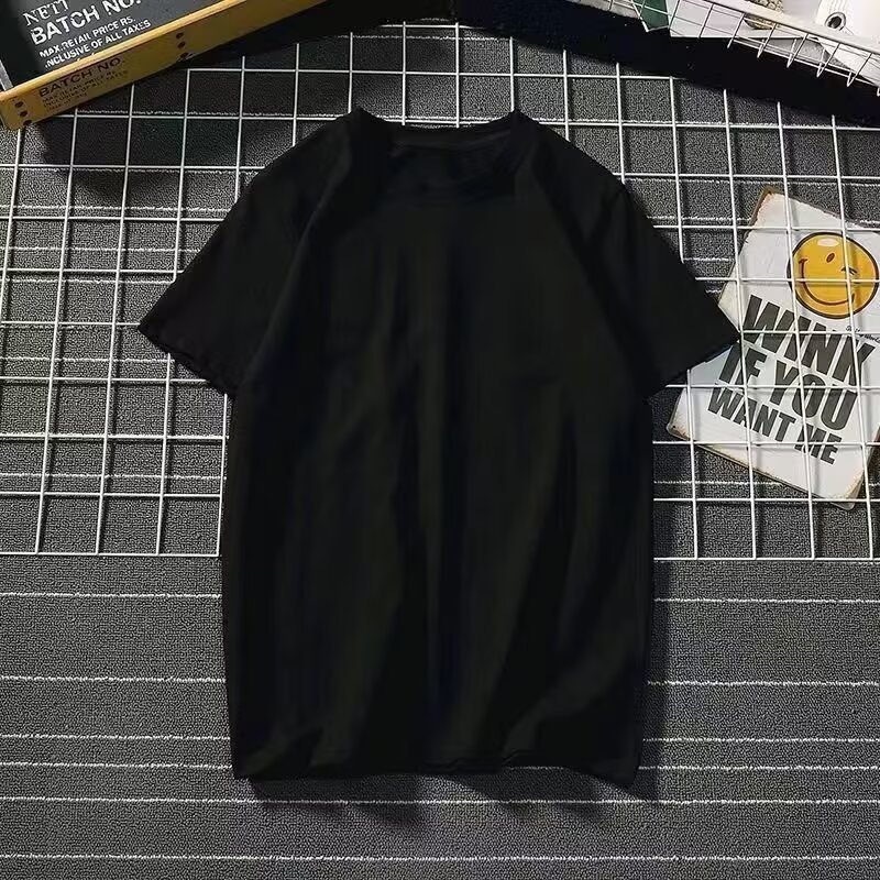 男性と女性のための無地の半袖Tシャツ、ゆったりとしたトレンディで多用途なインシンプルなラウンドネックボトムシャツ、メンズトップファッション|undefined