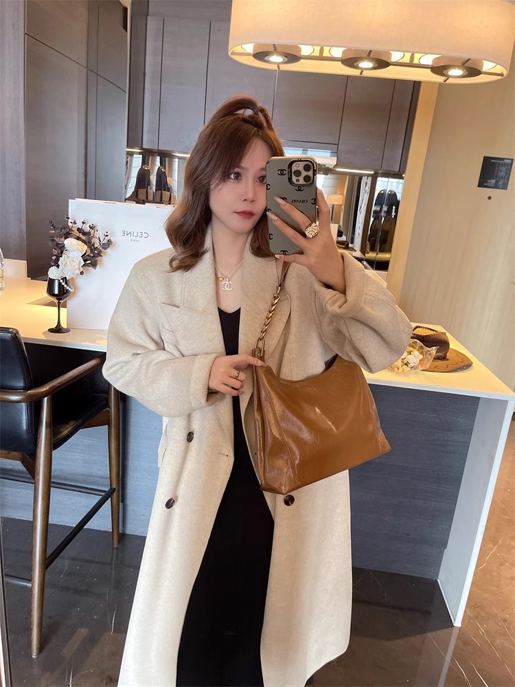 Túi tote nữ cỡ lớn đi làm phong cách retro đeo chéo vai nách — Màu đen, Màu nâu, Màu cà phê, Màu đỏ rượu chi tiết 17