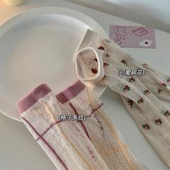 Japanese-style cute strawberry socks for girls, Instagram trendy summer thin knee-high socks with Korean cartoon lace edge Lolita design