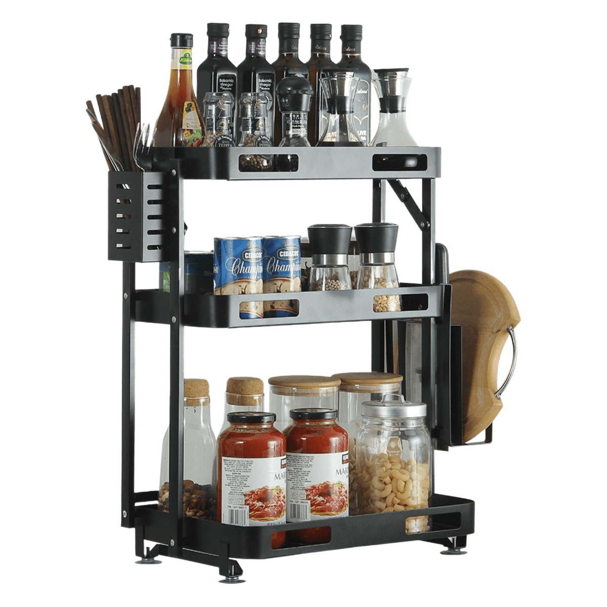 Ou runzhe estante de almacenamiento de cocina sin perforar plegable instalación libre estante de almacenamiento de platos mesa colgante de pared estante de condimento de doble uso