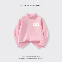 女童德绒长袖打底衫秋冬新款女大童双面绒冬装儿童半高领保暖上衣