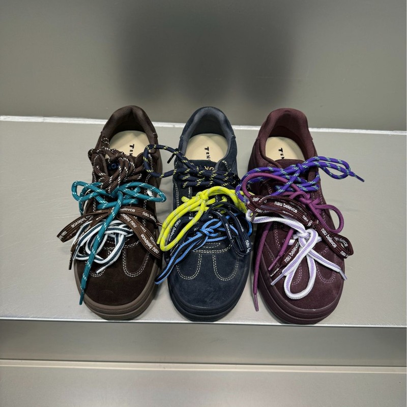 甜酷小众设计三色鞋带德训鞋子女2025秋季时髦个性彩绳运动板鞋潮|undefined