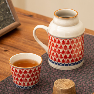 Creative Old-fashioned Small Warm Pot Cold Kettle with Lid Ceramic Braised Tea Cup Chinese-style Thermos Pot with Handle Large Capacity Kettle