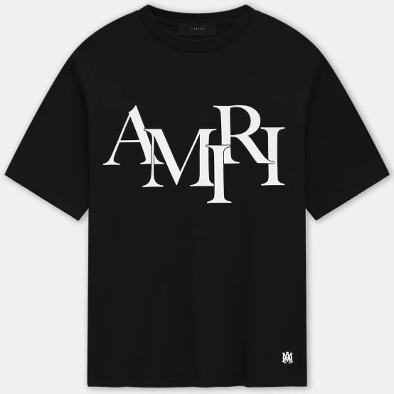 Am020 Pure Cotton 270g European and American Trendy Brand Amiri Loose Short-Sleeved Tee Men's and Women's Printed Overlapping Letters Summer T-Shirt Am020 Pure Cotton 270g European and American Trendy Brand Amiri Loose Short-Sleeved Tee Men's and Women's Printed Overlapping Letters Summer T-Shirt