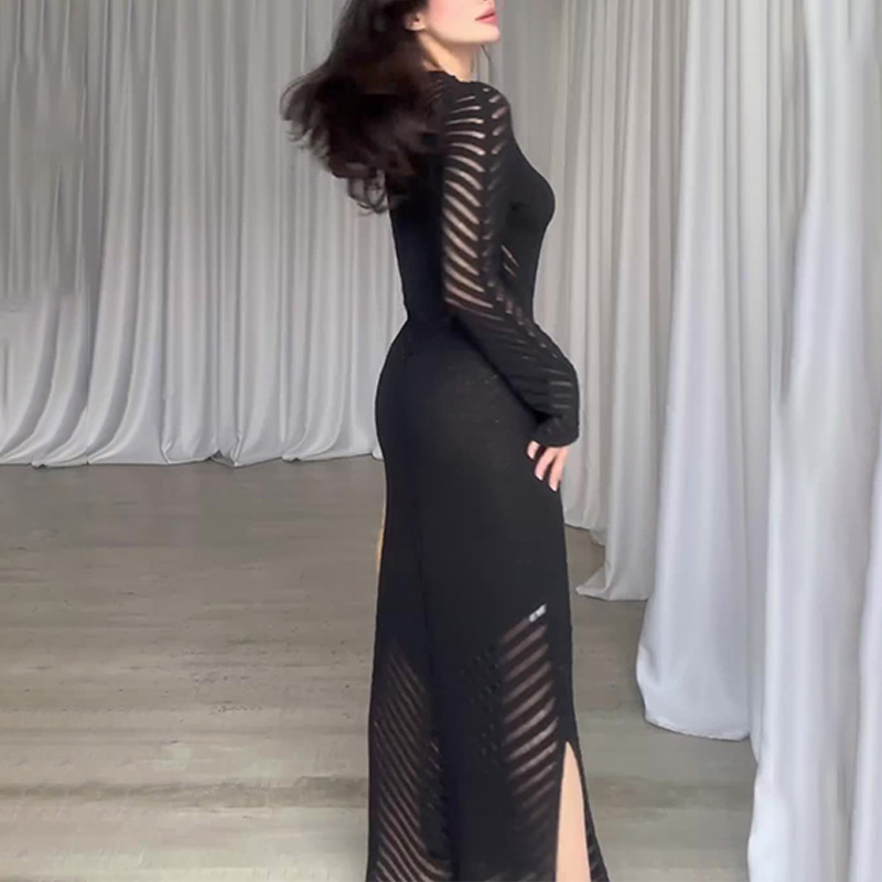Damen Strickkleid Mit Rundhalsausschnitt Für Den Herbst_voghion.com