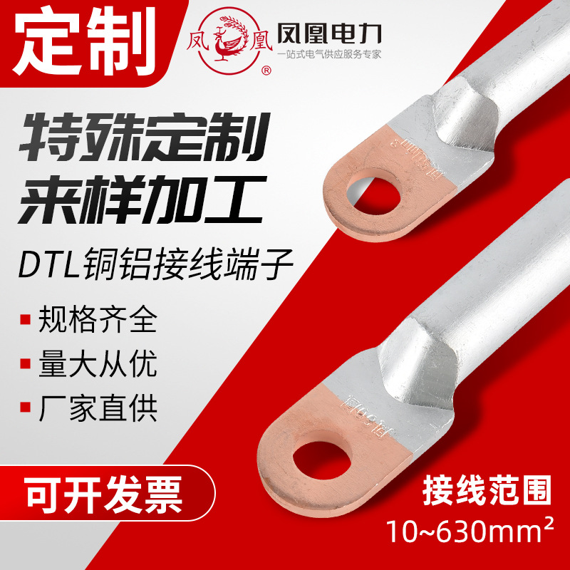 定制国标铜铝鼻子DTL铜铝线耳电缆接线端子线鼻国标A级双孔四孔
