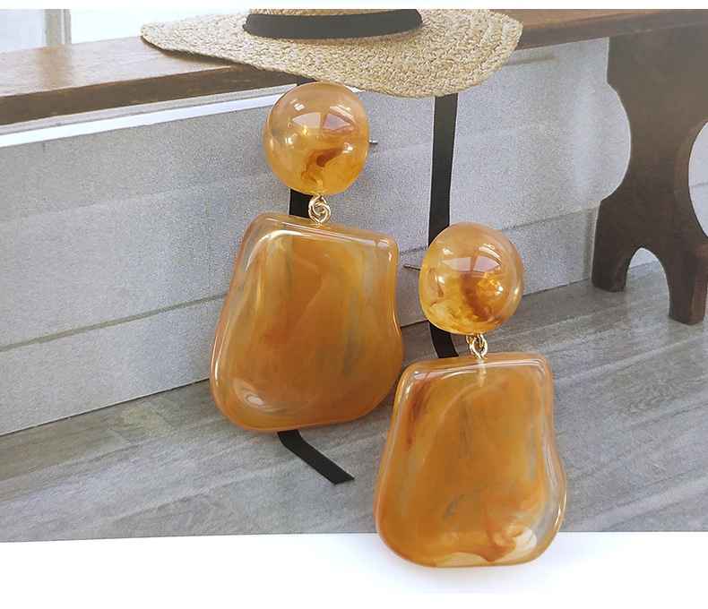 1 Par Geométrico Retro Resina Pendientes De Gota display picture 5