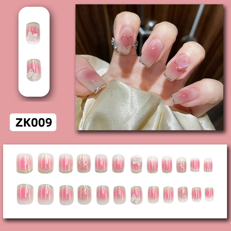 Armor con diamantes, celebridades de Internet, uñas postizas blancas populares, parches de uñas al por mayor, ballet largo desmontable terminado