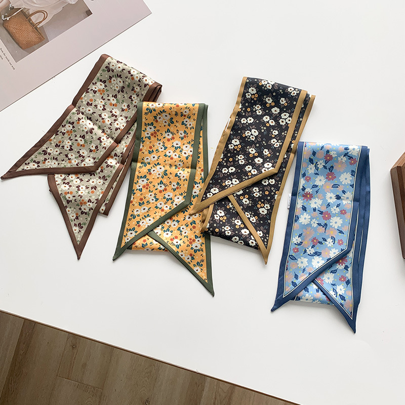 2021 spring new drift female elegant Korean version of the small flower silk towel sweater with decorative scarf scarf kit