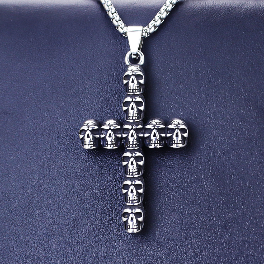 Stainless Steel Skull Anchor Pendant Necklace For Men And Women_voghion.com