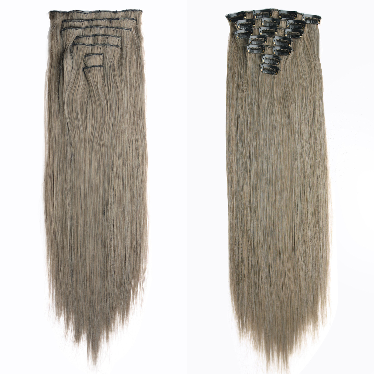 Comercio exterior al por mayor peluca 16 tarjetas extensión de cabello piezas de cabello recto piezas de cabello 7 piezas de fibra química clip cabello mujeres europeas y americanas