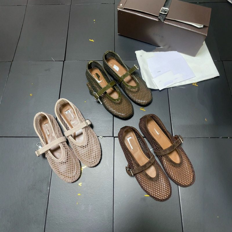 牛革バージョン～女性用本革バレエシューズ、浅口フラットシルバーシューズ、ニッチ中空網タイツシューズ、ワンラインサンダル|undefined