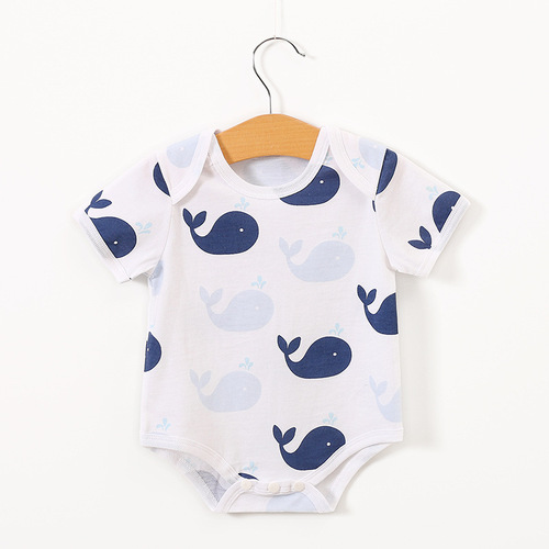 Ins-style infant onesie short-sleeve baby diaper cover rabbit outfit summer breathable cute hooded cross-border cotton
