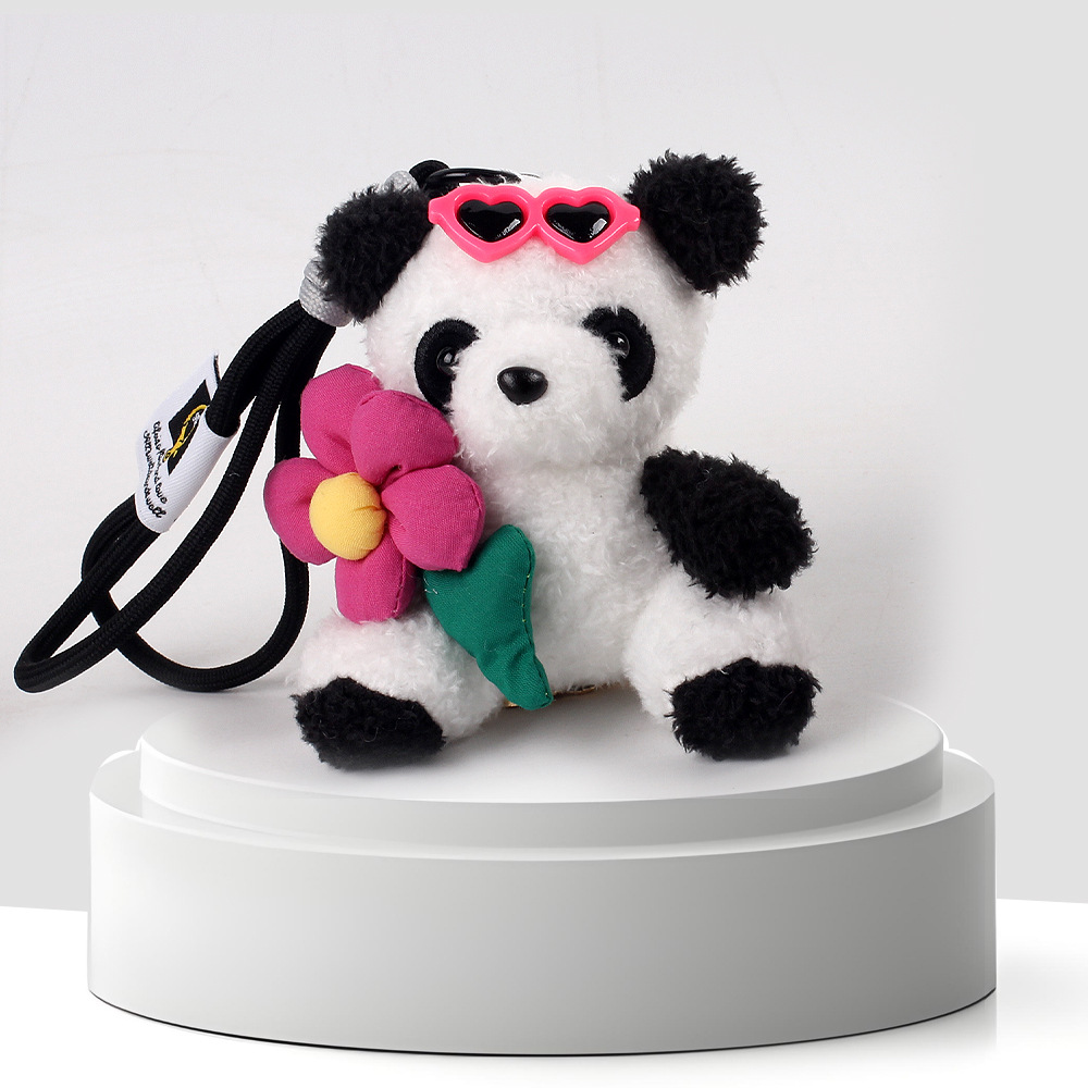 Cute panda mochila colgante muñeca de peluche colgante muñeca llavero de automóvil regalo de estudiantes