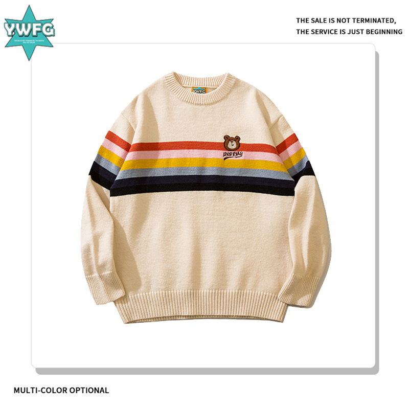YWFG ropa de mujer de dibujos animados estadounidenses 024 primavera pareja alta versátil cuello redondo manga larga jersey de punto