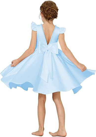Elegantes Mädchen Satin Kleid Für Klavierkonzert Und Geburtstag_voghion.com
