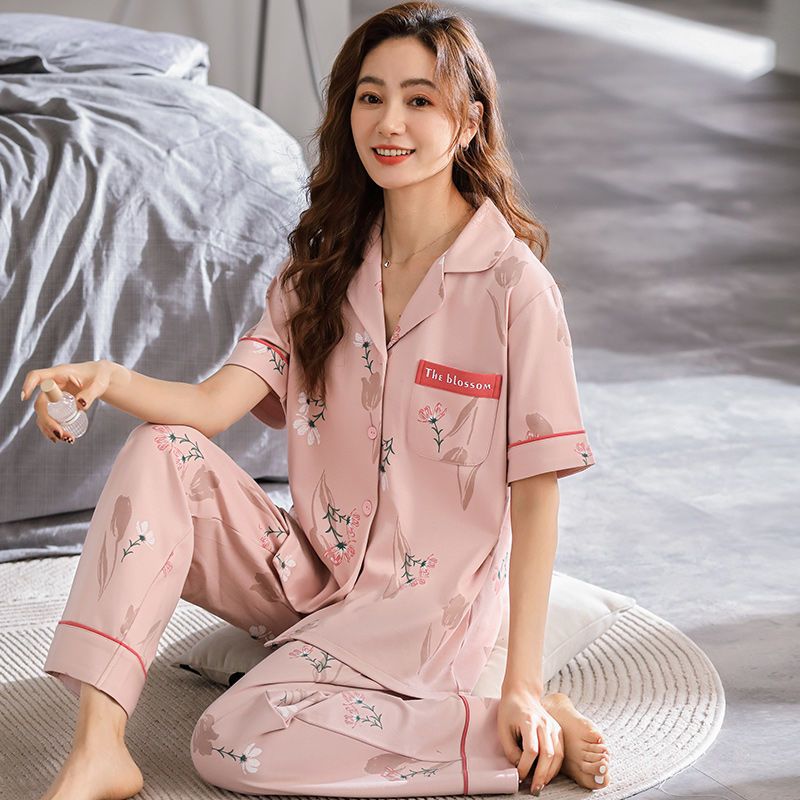 100% pijamas de algodón de las mujeres de verano de mediana edad y ancianos pantalones de manga corta de las mujeres de talla grande verano ancianos ropa de casa traje