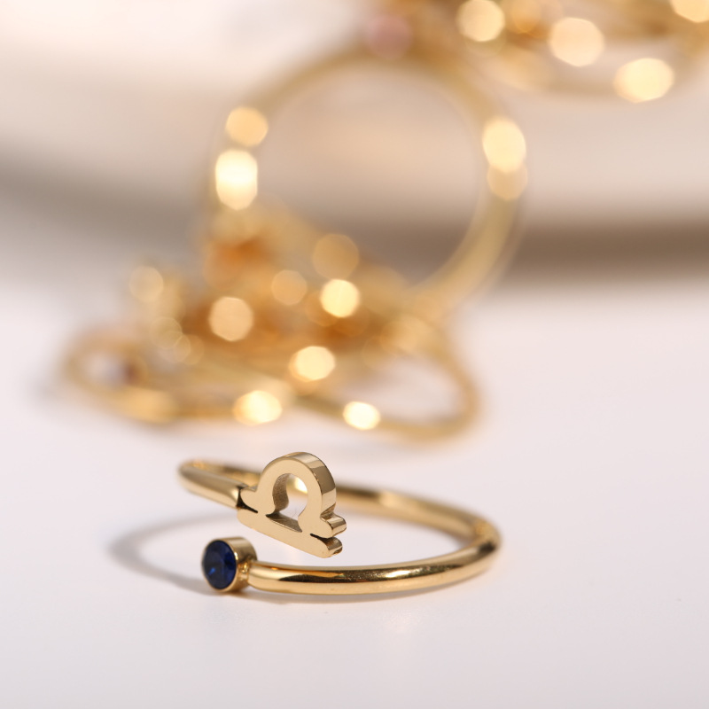 Bijoux En Gros Décontractée Style Simple Constellation Acier Au Titane Zircon Évider Incruster Anneau Ouvert display picture 2