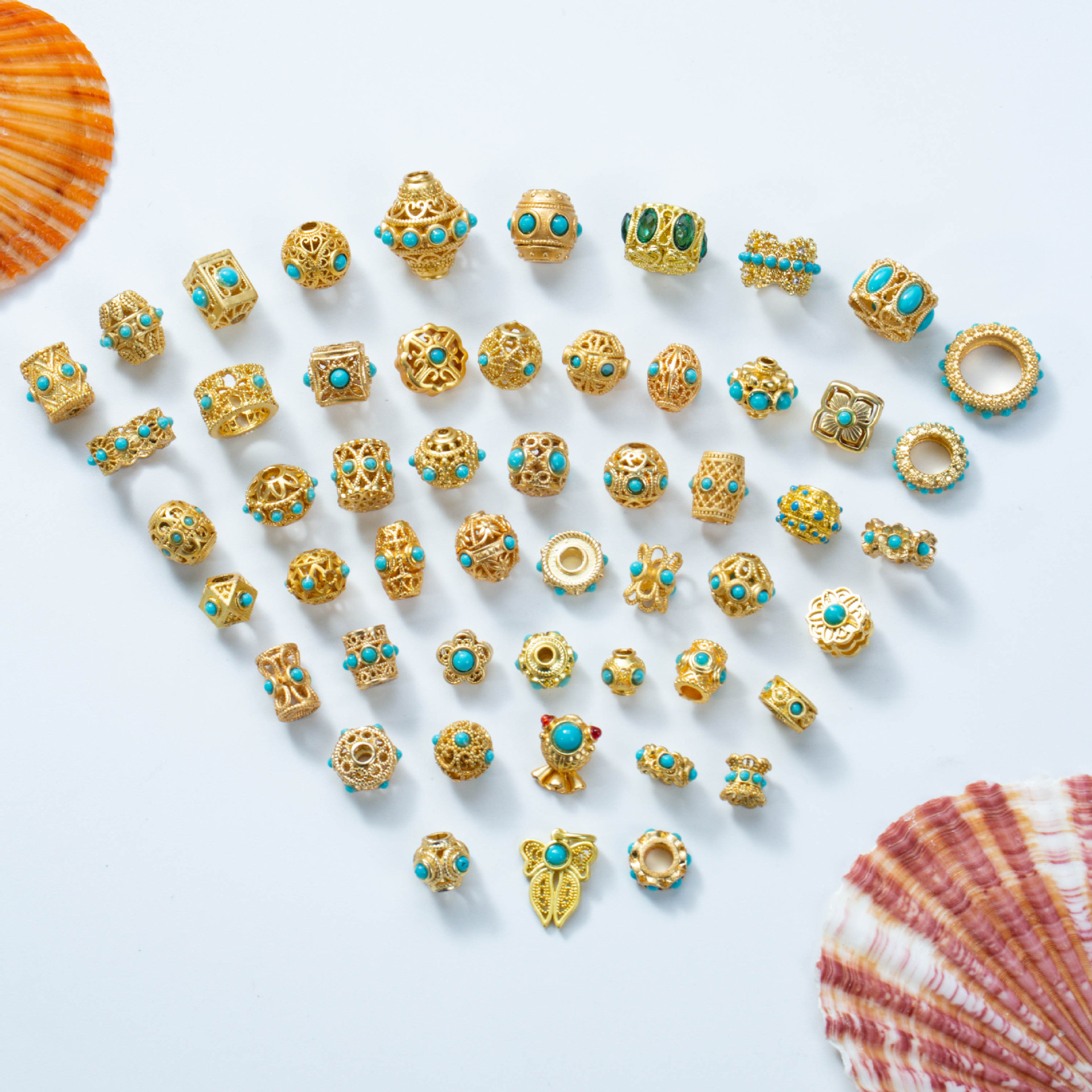 Gold-Plated Nepalese Dragonfly Eye Round Beads Turquoise Spacer Beads DIY Jewelry Accessories Bracelet Accessories Abacus Spacer Beads