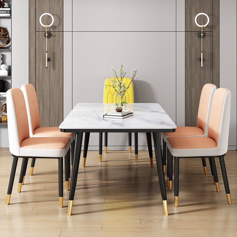 Mesa de comedor de lujo nórdica combinación de mesa de comedor simple, mesa de comedor doméstica pequeña, mesa de comedor rectangular para 4 personas, 6 personas