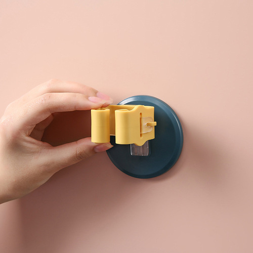 Wall-mounted mop clip, strong, traceless, punch-free hanger, broom mop rack, household umbrella hook storage