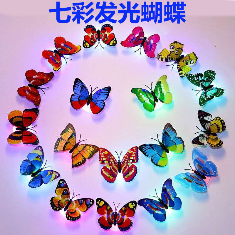 単層の発光の蝶の壁は自己接着の夜市の3dの立体の閃光の夜の明かりを貼って蝶の電子のおもちゃの壁の装飾をシミュレーションします。|undefined
