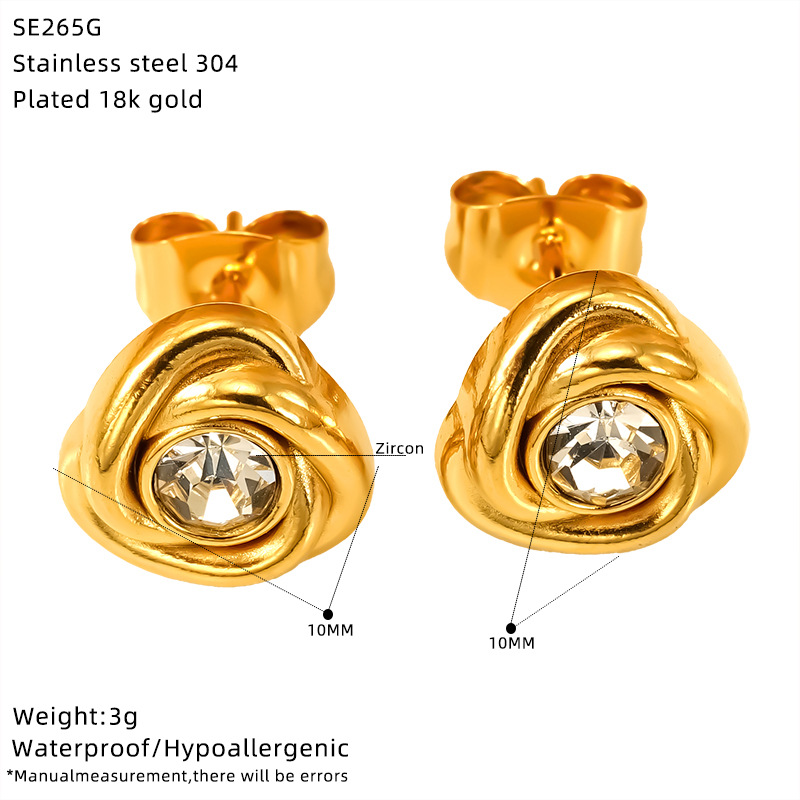 Ear Studs Classification 1 Pair IG Style Classic Style Heart Shape Flower Bow Knot 304 Stainless Steel Ear Studs