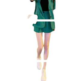 2022夏季新款短袖西服短裤套装女时尚洋气爆款显瘦遮肉大码两件套