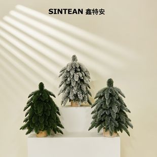 Christmas tree Xintean 45CM simulation nobel pine pure pe nordic wind flocking rime desktop small trees cross border