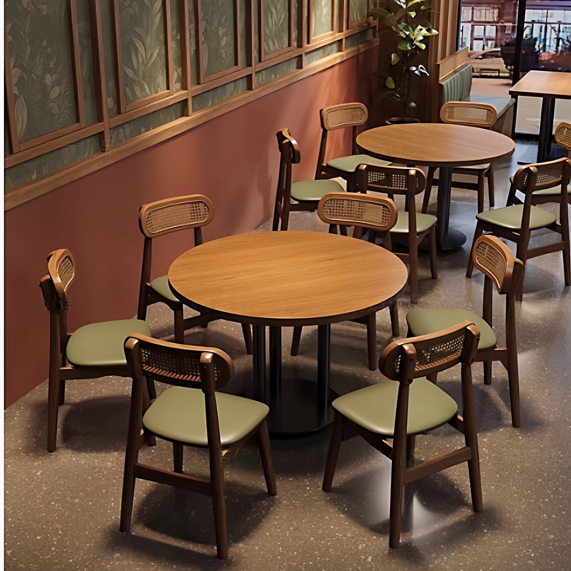 Theme restaurant wall-mounted booth sofa, Western restaurant and Hunan cuisine restaurant table and chair set, buffet restaurant and hot pot restaurant dining chair
