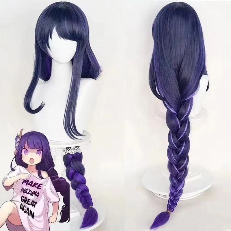 Silk Joy Genshin Impact Raiden Shogun Cosplay Wig Anime Thick Braided Wig Full Wig Raiden Cosplay Wig