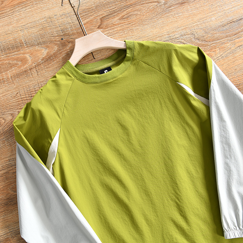 Men's Clothing mountain casual autumn new men's outdoor sports high end color matching quick drying stretch long sleeved T shirt_voghion.com